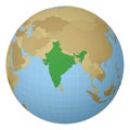 Globe centered to India.