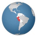 Globe centered to Peru. Country highlighted with.