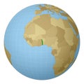 Globe centered to Togo. Country highlighted with.