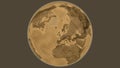 Globe centered on United Kingdom. Sepia elevation map Royalty Free Stock Photo