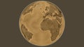 Globe centered on Western Sahara. Sepia elevation map Royalty Free Stock Photo