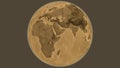 Globe centered on Yemen. Sepia elevation map Royalty Free Stock Photo