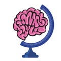 A globe in the shape of a brain to symbolize scientific research on a global level. Royalty Free Stock Photo