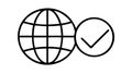 Globe with Checkmark Outline Icon Vector, vector design Generative AI Royalty Free Stock Photo