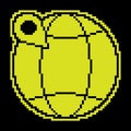 Globe with checkpoint mark pixel silhouette icon. Navigation on map using GPS system. Simple black