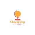 Globe with cheese logo symbol icon vector graphic design illustration idea creative