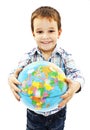 Globe on child hands Royalty Free Stock Photo