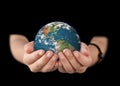 Globe in child hands. save of earth Royalty Free Stock Photo