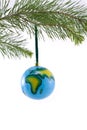 Globe Christmas Ornament showing Africa and Europe Royalty Free Stock Photo