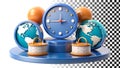 Globe and clock set study decor items for virtual offices png transparent image Generative AI