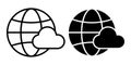 Globe Cloud Black Icon Bundle for Worldwide Online Storage and Global Cloud Features Royalty Free Stock Photo