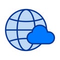 Globe Cloud Flat Colored Icon for Global Cloud Storage and Online Services Royalty Free Stock Photo