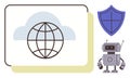Cloud Computing with Cybersecurity Shield and Robot Automation Concept Royalty Free Stock Photo