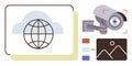 Global Data Surveillance and Cloud Technology Concept with Camera and Media Icons Royalty Free Stock Photo