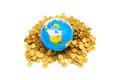 Globe and coins isolated Royalty Free Stock Photo