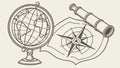 Globe and Compass for World Exploration, vector design Generative AI Royalty Free Stock Photo