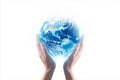 A globe composed of code is shielded by hands, representing the global push for data privacy, Generated AI