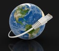 Globe and Computer Cable (clipping path included) Royalty Free Stock Photo