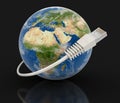 Globe and Computer Cable (clipping path included) Royalty Free Stock Photo