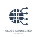globe connected circuit icon in trendy design style. globe connected circuit icon isolated on white background. globe connected