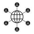 Globe connected community communication pictogram