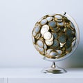 Globe created of euro coins - metaphoric picture 3d render Royalty Free Stock Photo