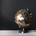 Globe created of euro coins stands on the white surface. 3d rend