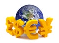 Globe with currency symbols Royalty Free Stock Photo