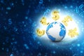 Globe with Currency Symbols. Financial concept background Royalty Free Stock Photo