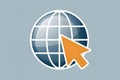 Globe with Cursor Icon - Internet and Technology Symbol Royalty Free Stock Photo