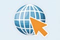 Globe with Cursor Icon: Symbolizing Internet Access and Global Connectivity Royalty Free Stock Photo