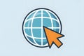 Globe with Cursor Icon - Symbolizing Internet Access and Global Connectivity Royalty Free Stock Photo