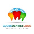 Globe Dental clinic dentist cross care people medical health care logo design icon on white background