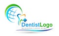 Globe Dental clinic dentist cross people care medical health care logo design icon on white background Royalty Free Stock Photo