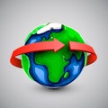 Globe design with around the world arrow. Royalty Free Stock Photo