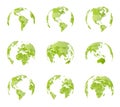 Globe, different sides view. All country borders on world political map. Eastern and Western hemisphere. All world sides