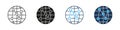 Globe With Digital Connections Network Line and Solid Icon Set. Global Internet Technology Symbol Collection. Isolated Royalty Free Stock Photo