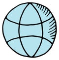 Globe doodle. Earth color sign. Global symbol