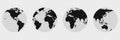 Globe earth collection. World map vector icon set. Transparent background Royalty Free Stock Photo