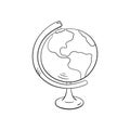 Globe earth in doodle style, vector illustration. Icon globe for print and design. Isolated element on white background Royalty Free Stock Photo