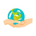 Globe earth in hand icon vector illustration. Royalty Free Stock Photo