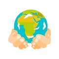 Globe earth in hand icon vector illustration. Royalty Free Stock Photo