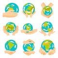 Globe earth in hand icon vector illustration. Royalty Free Stock Photo