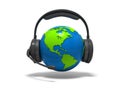 Globe earth with headphones and microphone Royalty Free Stock Photo