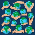 Globe earth in holding hand icon vector illustration Royalty Free Stock Photo