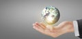 Globe earth in human hand, holding our planet glowing. Earth image Furnished by Nasa Royalty Free Stock Photo