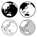 Globe earth icon black and white. Royalty Free Stock Photo