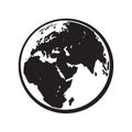 Globe earth icon. Black and white vector. Royalty Free Stock Photo