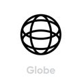 Globe earth icon isometric view. Editable line vector. Simple isolated single sign.