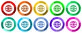 Globe, earth icon set, world flat design vector illustration in 10 colors options for mobile applications and webdesign Royalty Free Stock Photo